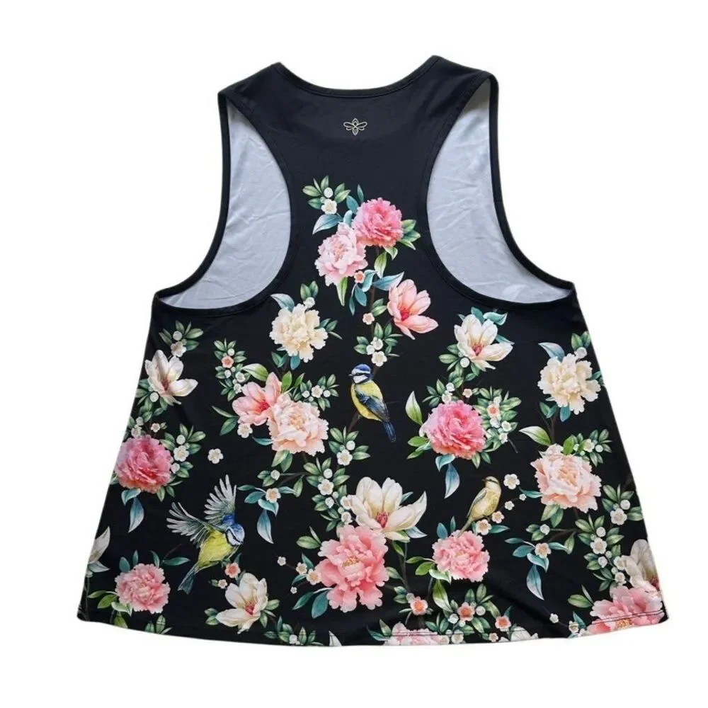 Johnny Was Bee Active Work Out Floral Sleeveless Tank Top Gold Bee Size M - Picture 2 of 10